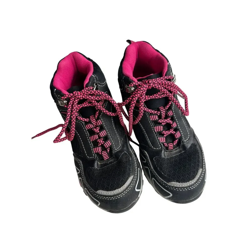 Girls Black & Pink Hiking Boots Size 12 Trail Sneakers